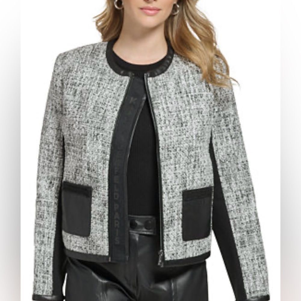 Karl Lagerfeld Paris Monochrome Tweed Women's Blazer
